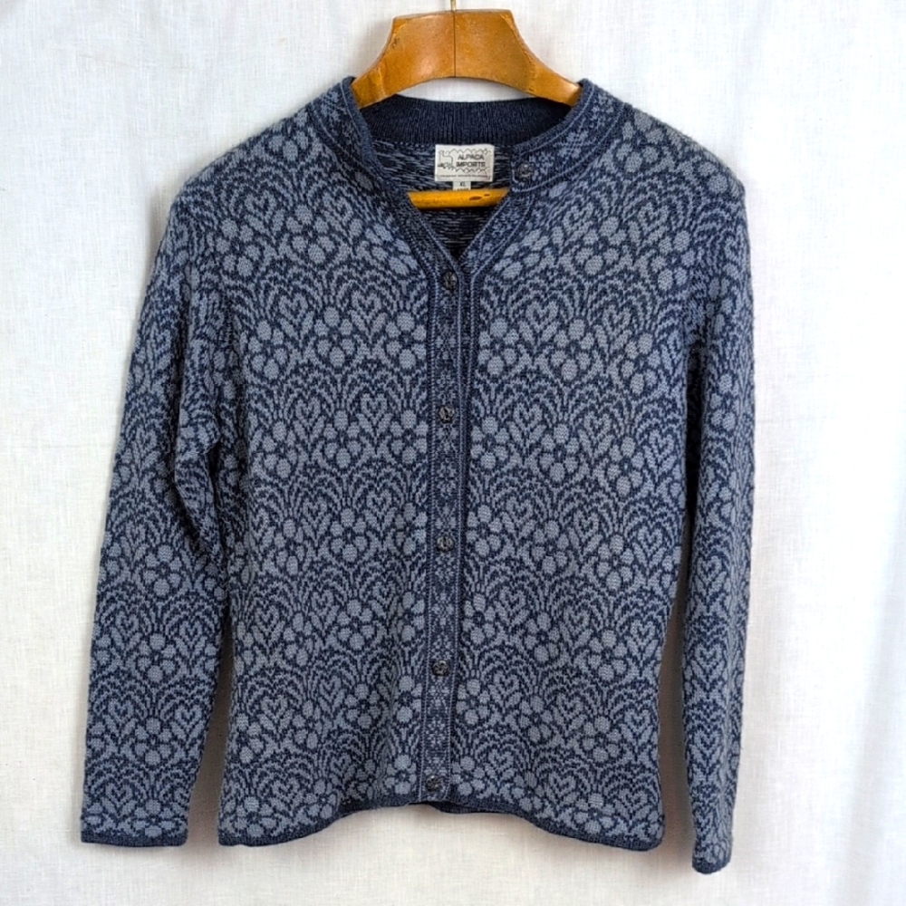Vintage Alpaca Imports Alpaca blend Ladies' Cardigan Sweater XL